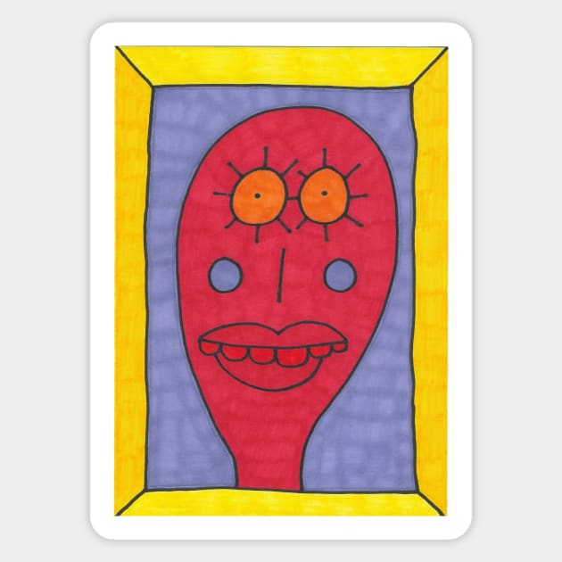 Red Man on Purple Sticker by JaySnellingArt